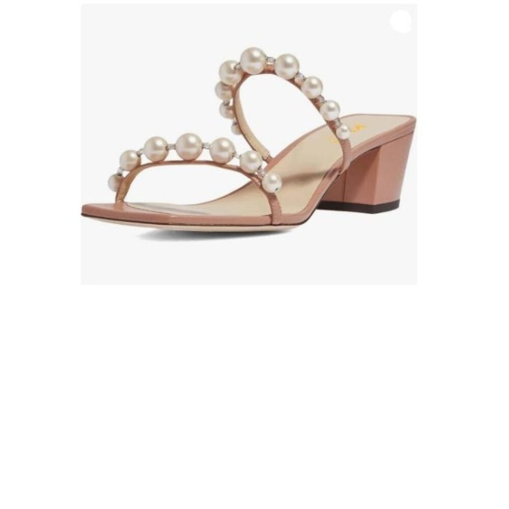 XYD Pearl-Embellished Tan Sandals